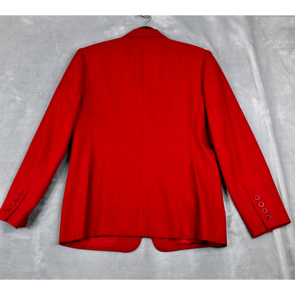 Talbots Blazer Women's 6 Red Plaid Linen Blend Jacket Pockets - Picture 6 of 10